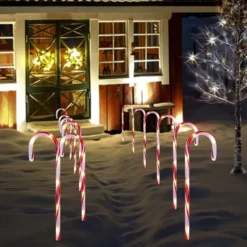 12pcs Red Light Up Candy Cane Pathway Markers 17in -Christmas Decorations Store 17 Christmas Candy Cane Pathway Markers Lights 12 Packs Thick Red 6 result 600x600 1