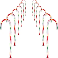 6pcs Christmas Pathway Lights Candy Cane 17in -Christmas Decorations Store 17 Green Christmas Candy Cane Pathway Markers Lights with Stake Set of 12 2 result 600x610 1