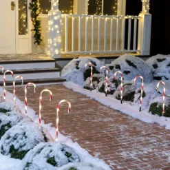 6pcs Christmas Pathway Lights Candy Cane 17in -Christmas Decorations Store 17 Green Christmas Candy Cane Pathway Markers Lights with Stake Set of 12 3 result 600x400 1
