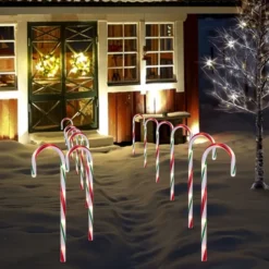 6pcs Christmas Pathway Lights Candy Cane 17in -Christmas Decorations Store 17 Green Christmas Candy Cane Pathway Markers Lights with Stake Set of 12 4 result 600x600 1
