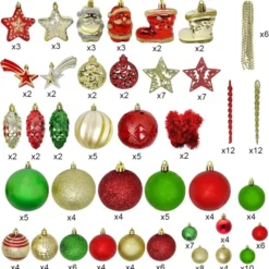 179pcs Red, Green And Gold Christmas Tree Ornaments -Christmas Decorations Store 177Pcs Tradition Red amp Green amp Gold Christmas Ball Ornaments 4 result 600x611 1