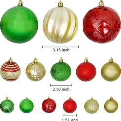 179pcs Red, Green And Gold Christmas Tree Ornaments -Christmas Decorations Store 177Pcs Tradition Red amp Green amp Gold Christmas Ball Ornaments 5 result 600x604 1