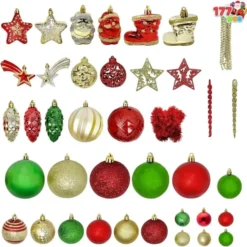 179pcs Red, Green And Gold Christmas Tree Ornaments -Christmas Decorations Store 177Pcs Tradition Red amp Green amp Gold Christmas Ball Ornaments result 600x595 1