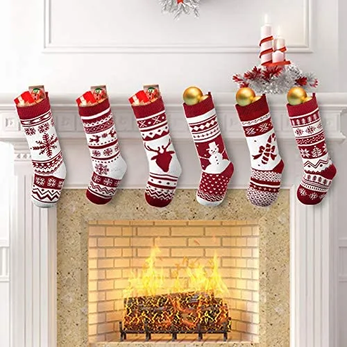 6pcs Christmas Stocking Knitting Patterns Décor 18in 3 6pcs Christmas Stocking Knitting Patterns Décor 18in