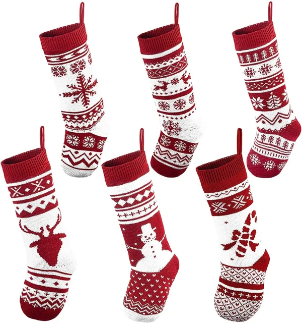 6pcs Christmas Stocking Knitting Patterns Décor 18in 4 6pcs Christmas Stocking Knitting Patterns Décor 18in - Image 2