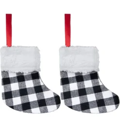 18pcs Black And White Plaid Christmas Stockings
