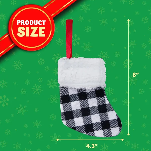 18pcs Black And White Plaid Christmas Stockings 7 18pcs Black And White Plaid Christmas Stockings - Image 5