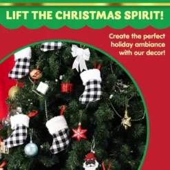 18pcs Black And White Plaid Christmas Stockings 10 18pcs Black And White Plaid Christmas Stockings -Christmas Decorations Store 18 PacksChristmas White Black Buffalo Plaid Stockings 5in 6 600x600 1