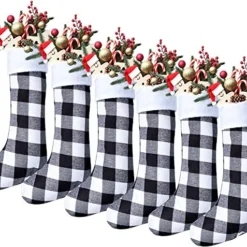 6pcs Plaid Black And White Christmas Knit Stockings 18in -Christmas Decorations Store 18 White Black Christmas Stockings 6 Pack 3 result