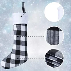6pcs Plaid Black And White Christmas Knit Stockings 18in -Christmas Decorations Store 18 White Black Christmas Stockings 6 Pack 4 result