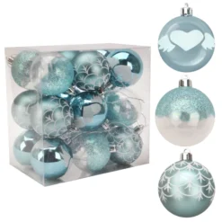 18pcs Baby Blue Christmas Ornaments 2.36in