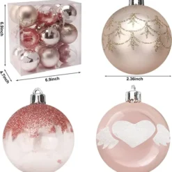 18pcs Shatterproof Pink Christmas Ornaments 6cm -Christmas Decorations Store 18Pcs 6CM Christmas Ornaments with Gradient Pink 1 600x662 1