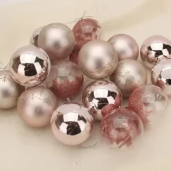18pcs Shatterproof Pink Christmas Ornaments 6cm -Christmas Decorations Store 18Pcs 6CM Christmas Ornaments with Gradient Pink 2 600x600 1