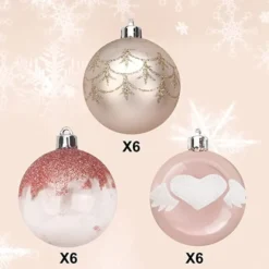 18pcs Shatterproof Pink Christmas Ornaments 6cm -Christmas Decorations Store 18Pcs 6CM Christmas Ornaments with Gradient Pink 7 600x600 1