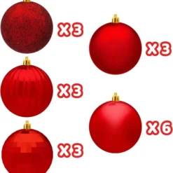 18pcs Red Christmas Ball Ornaments Decoration 3.15in -Christmas Decorations Store 18Pcs Christmas Ball Ornaments Red 2 result 600x651 1