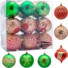 18Pcs Red, Green & Gold Glitter Ball 3.15in 1 18Pcs Red, Green & Gold Glitter Ball 3.15in -Christmas Decorations Store 18Pcs Red Green amp Gold Glitter Ball 3 3 600x597 1