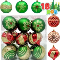 18Pcs Red, Green & Gold Glitter Ball 3.15in 9 18Pcs Red, Green & Gold Glitter Ball 3.15in -Christmas Decorations Store 18Pcs Red Green amp Gold Glitter Ball 3.15in 2 result 600x631 1