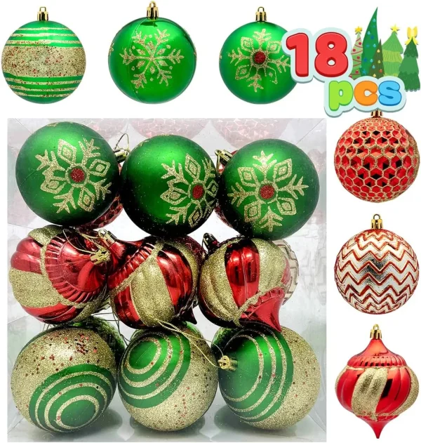 18Pcs Red, Green & Gold Glitter Ball 3.15in 4 18Pcs Red, Green & Gold Glitter Ball 3.15in - Image 2