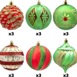 18pcs Red Green & Gold Glitter Ball Ornaments -Christmas Decorations Store 18Pcs Red Green amp Gold Glitter Ball 3.15in 3 result 1 600x570 1