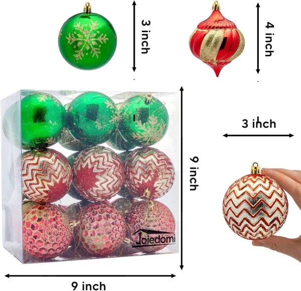 18Pcs Red, Green & Gold Glitter Ball 3.15in 6 18Pcs Red, Green & Gold Glitter Ball 3.15in - Image 4