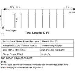 2 X 8 Tubes (12in) Christmas Icicle String Lights, Warm White 10 2 X 8 Tubes (12in) Christmas Icicle String Lights, Warm White -Christmas Decorations Store 2 x 8 tubles 12in Christmas Icicle String Lights Warm White