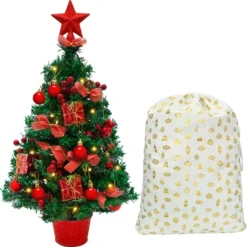 Artificial Mini Tabletop Christmas Tree Prelit Set 22in