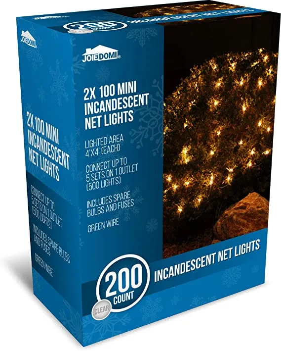 2x100 Warm White Christmas Net Lights 4x4ft 7 2x100 Warm White Christmas Net Lights 4x4ft - Image 5