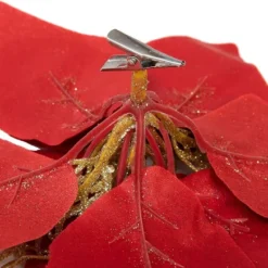 22pcs Glittered Christmas Artificial Poinsettias With Clips -Christmas Decorations Store 22 Artificial Poinsettia Christmas Flowers 6 result 600x436 1