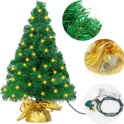 50 LED Tabletop Christmas Tree Pre Lit 22in -Christmas Decorations Store 22 Prelit Table top Christmas tree Gold 4 result 600x592 1