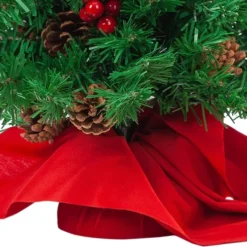 LED Warm White Tabletop Prelit Mini Christmas Tree 22in -Christmas Decorations Store 22 Prelit Tabletop Christmas Tree with Holy Leaves amp Pine Cones 4 result 600x501 1