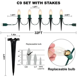24pcs Christmas Warm White C9 Pathway Marker 30.75ft -Christmas Decorations Store 24 Packs Christmas Warm White C9 Pathway Marker 3 result 600x600 1