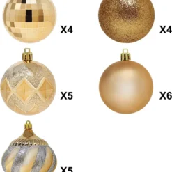 24pcs Champagne Christmas Ball Ornaments -Christmas Decorations Store 24 Pcs Christmas Ball Ornaments Champagne 3 result 600x765 1