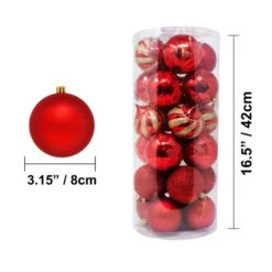 24pcs Red Christmas Ball Ornaments -Christmas Decorations Store 24 Pcs Christmas Ball Ornaments Red 3 result 600x600 1