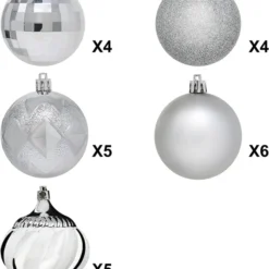 24pcs Silver Shatterproof Christmas Ball Ornaments 3.15in -Christmas Decorations Store 24 Pcs Christmas Ball Ornaments Silver 3 result 600x765 1