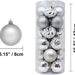24pcs Silver Shatterproof Christmas Ball Ornaments 3.15in -Christmas Decorations Store 24 Pcs Christmas Ball Ornaments Silver 4 result 600x569 1