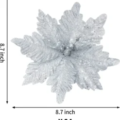 24pcs Christmas Silver Poinsettia Flowers 11 24pcs Christmas Silver Poinsettia Flowers -Christmas Decorations Store 24 Pcs Silver Poinsettia Flowers with Clips and Glitter 4 result 600x645 1