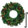 Pre Lit Artificial Christmas Wreath 24in -Christmas Decorations Store 24 Prelit Battery Operated Christmas Wreath 1