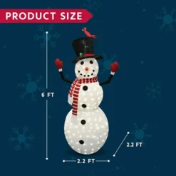 6ft 240 LED Warm White Collapsible Snowman -Christmas Decorations Store 240 Count LED Warm White Collapsible Snowman 6ft 2 600x600 1