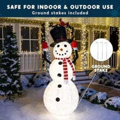 6ft 240 LED Warm White Collapsible Snowman -Christmas Decorations Store 240 Count LED Warm White Collapsible Snowman 6ft 5 600x600 1