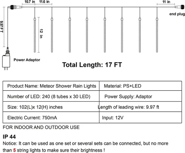 8 Tubes (12in) Christmas Falling Rain Drop Icicle String Lights 5 8 Tubes (12in) Christmas Falling Rain Drop Icicle String Lights - Image 3