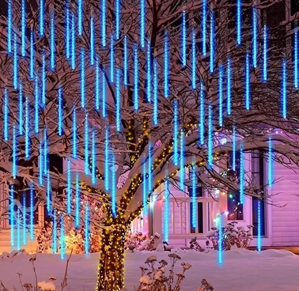 8 Tubes (12in) Christmas Falling Rain Drop Icicle String Lights 4 8 Tubes (12in) Christmas Falling Rain Drop Icicle String Lights - Image 2