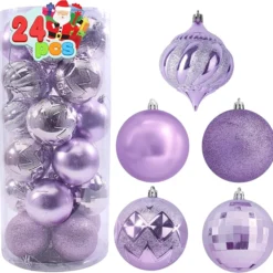 24pcs Lavender Christmas Ball Ornaments 3.15in 10 24pcs Lavender Christmas Ball Ornaments 3.15in -Christmas Decorations Store 24Pcs Basic Christmas Ball Ornaments 3.15in Lavender 2 600x587 1