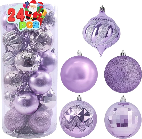 24pcs Lavender Christmas Ball Ornaments 3.15in 5 24pcs Lavender Christmas Ball Ornaments 3.15in - Image 3