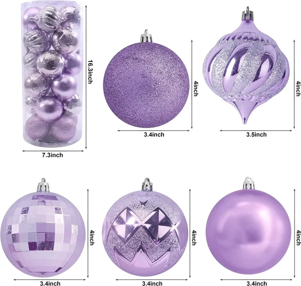 24pcs Lavender Christmas Ball Ornaments 3.15in 6 24pcs Lavender Christmas Ball Ornaments 3.15in - Image 4