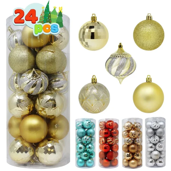 24pcs Gold Christmas Ball Ornaments 4 24pcs Gold Christmas Ball Ornaments - Image 2
