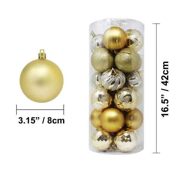 24pcs Gold Christmas Ball Ornaments 6 24pcs Gold Christmas Ball Ornaments - Image 4