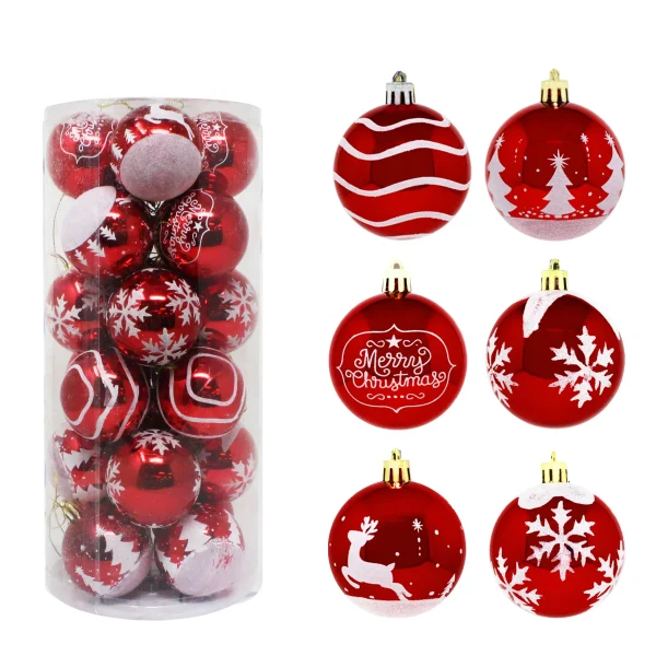 24pcs Red And White Christmas Ball Ornaments 3 24pcs Red And White Christmas Ball Ornaments