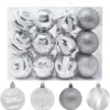 24pcs Silver And White Christmas Ball Ornaments