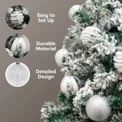 24pcs Silver And White Christmas Ball Ornaments -Christmas Decorations Store 24Pcs Christmas Ball Ornaments Silver and White 5 600x600 1