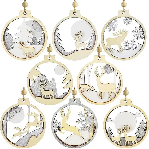 24pcs Christmas Wooden Reindeer Ornaments 3 24pcs Christmas Wooden Reindeer Ornaments